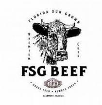 FLORIDA SUN GROWN PREMIUM CUTS FSG BEEF FSG GRASS FEED ALWAYS FRESH CLERMONT FLORIDA