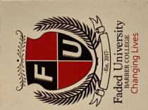 THE LETTER F, THE LETTER U, EST. 2017, FADED UNIVERSITY, BARBER COLLEGE
