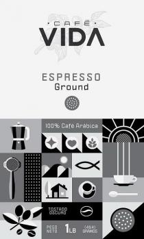 CAFE VIDA EXPRESSO GROUND 100% CAF ARBICA TOSTADO OSCURO PESO NETO 1LB (454) GRAMOS