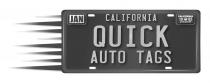 CALIFORNIA QUICK AUTO TAGS JAN CALIFORNIA 19 82 E 0612549