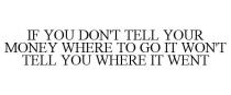 IF YOU DON'T TELL YOUR MONEY WHERE TO GO IT WON'T TELL YOU WHERE IT WENT