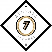 ALL N' ALL APPAREL. 777 X + - DIVISION SIGN