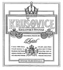 KRUSOVICE KRALOVSKY PRAGUE 1891 LEZAK ZAL 1581 PIVOVAR CISARE RUDOLFA II. V ROCE 1583 ZISKAL CISAR RUDOLF II. KRUSOVICE PRO CESKOU KORUNU A POZVEDL JE NA SVUJ KRALOVKSY PIVOVAR STEJNE JAKO PRED VICE NEZ CTYRMI STOLETIMI I DNES SE VARI V KRUSOVICICH PIVO VPRAVDE KRALOVSKE