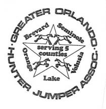 GREATER ORLANDO HUNTER JUMPER ASSOC BREVARD SEMINOLE ORANGE LAKE VOLUSIA SERVING 5 COUNTIES