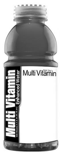 MULTI VITAMIN ENHANCED WATER WITH VITAMINS A, C, E, B3, B5, B6, B12 DRINK YOUR MULTI VITAMIN