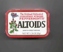 THE ORIGINAL CELEBRATED CURIOUSLY STRONG PEPPERMINTS ALTOIDS MADE IN GREAT BRITAIN