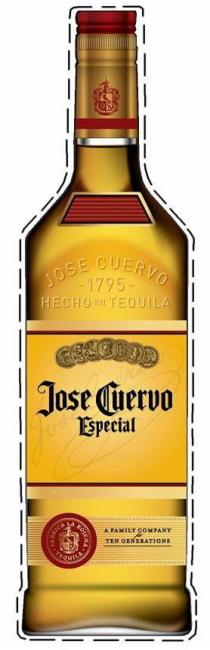 JOSE CUERVO ESPECIAL JOSE CUERVO 1795 HECHO EN TEQUILA A FAMILY COMPANY FOR TEN GENERATIONS FABRICA LA ROJENA TEQUILA