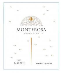 NW NE MONTEROSA ARGENTINA 2013 MALBEC MENDOZA RED WINE 54F 68G 27M 75F 45F 09G 98C 99D