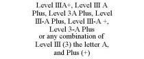 LEVEL IIIA+, LEVEL III A PLUS, LEVEL 3A PLUS, LEVEL III-A PLUS, LEVEL III-A +, LEVEL 3-A PLUS OR ANY COMBINATION OF LEVEL III (3) THE LETTER A, AND PLUS (+)