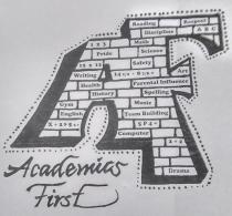 AF ACADEMICS FIRST READING, RESPECT, DISCIPLINE, ABC, 123,MATH, PRIDE, SCIENCE, 12X12, SAFETY, WRITING, 14 1/2 * 8 7/8 =, ART, HEALTH, PARENTAL INFLUENCE, HISTORY, SPELLING, GYM, MUSIC, ENGLISH, TEAM BUILDING, X+2)5D=, 5P4=, COMPUTER, 2+2, DRAMA