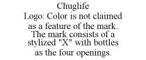 CHUGLIFE LOGO: COLOR IS NOT CLAIMED AS A FEATURE OF THE MARK. THE MARK CONSISTS OF A STYLIZED 