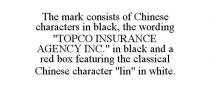 THE MARK CONSISTS OF CHINESE CHARACTERS IN BLACK, THE WORDING 