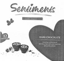 Sentiments LUXURY COLLECTION 12 CHOCOLATES DARK CHOCOLATE Amazing combination of dark chocolate with whole hazelnuts and gentle pralines