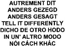 AUTREMENT DIT ANDERS GEZEGD ANDERS GESAGT TELL IT DIFFERENTLY DICHO DE OTRO HODO IN UN' ALTRO MODO