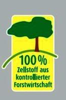 100 % Zellstoff aus kontrollierter Forstwirtschaft