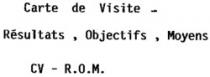 Carte de Visite - Résultats, Objectifs, Moyens CV - R.O.M.