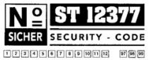 N° ST 12377 SICHER SECURITY - CODE 123456789101112 979899