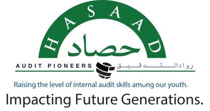حصاد رواد التدقيق HASAAD AUDIT PIONEERS " Raising the level of internal audit skills amung our youth." Impacting Future Generations
