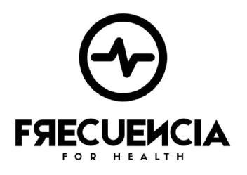 Nombre: El nombre de la empresa es "Frecuencia for Health", en el cual las letras 'r' y 'n' se encuentran dispuestas en un efecto espejo, creando un aspecto distintivo y único.Símbolo: El logo presenta un símbolo que consiste en una señal de frecuencia estilizada, ubicada dentrode un círculo.