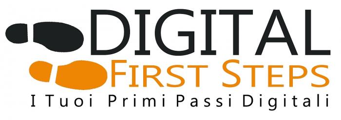 marchio é costituito dall espressione di fantasia DIGITAL FIRST STEPS I TUOI PRIMI PASSI DIGITALI, LE PAROLE DIGITAL e I marchio é costituito dall espressione di fantasia DIGITAL FIRST STEPS I TUOI PRIMI PASSI DIGITALI, LE PAROLE DIGITAL e I TUOI PRIMI PASSI DIGITALI essendo in colore nero e le parole FIRST STEPS in colore arancione, a sinistra della parola DIGITAL essendoci un impronta di suola di scarpa in colore nero e a sinistra delle parole FIRST STEPS essendoci un impronta di suola di scarpa in colore arancione Il marchio é costituito dall espressione di fantasia DIGITAL FIRST STEPS I TUOI PRIMI PASSI DIGITALI, LE PAROLE DIGITAL e I