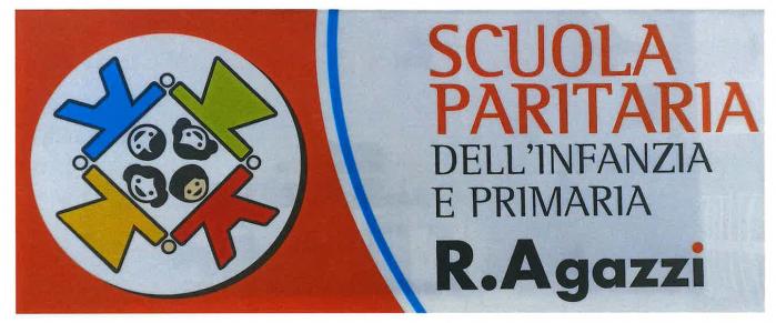 Il marchio figurativo è costituito dalla dicitura SCUOLA PARITARIA DELL INFANZIA E PRIMARIA R. AGAZZI riportata a destra su cinque righe