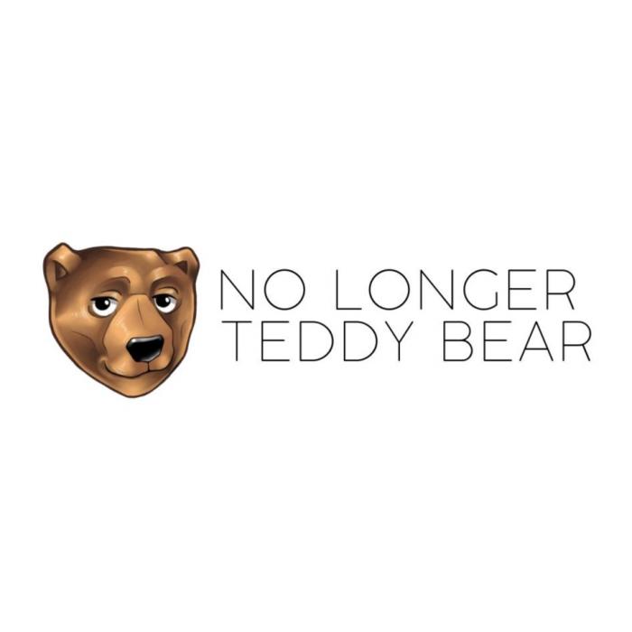 Словесные элементы представлены в виде словосочетания "NO LONGER TEDDY BEAR" выполненных заглавными буквами латиницы специальным Coco Gothic UltraLight шрифтом в два уровня