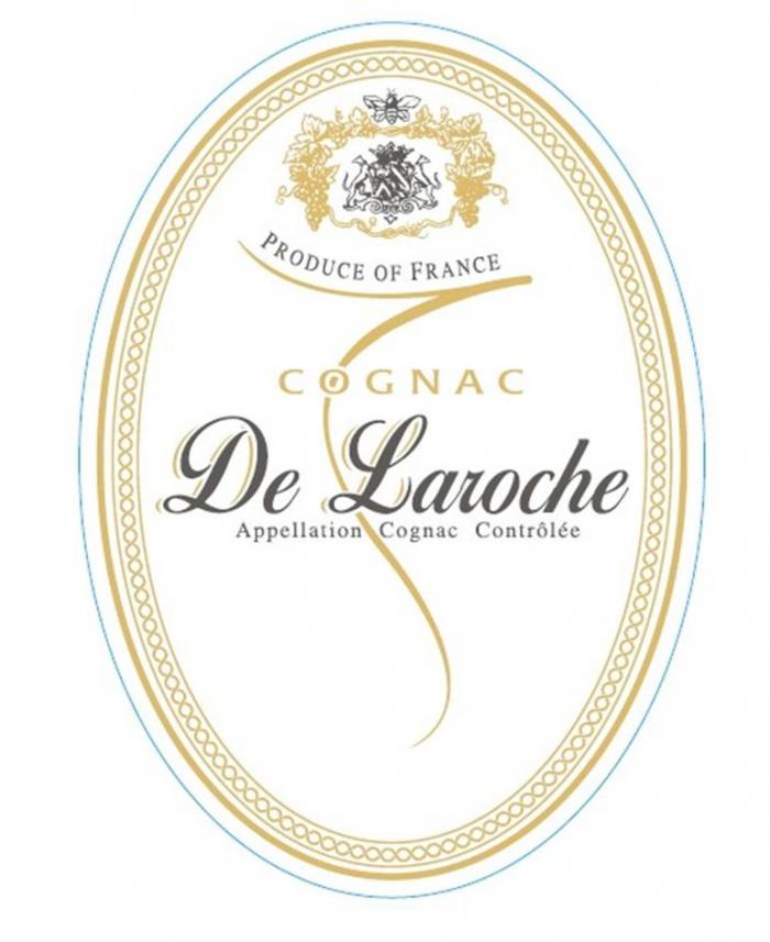 Produce of France, COGNAC, De Laroche, Appellation Cognac Controlee.