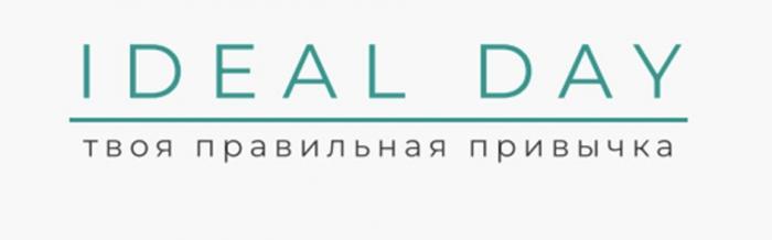 Заявлено словесное обозначение « Ideal day» твоя правильная привычка, выполненное печатными буквами шрифт Montserrat Regular, Montserrat Medium кириллического и латинского алфавита, цвета #38978F, #3D3D3D В отношении заявленных товаров обозначение является фантазийным.