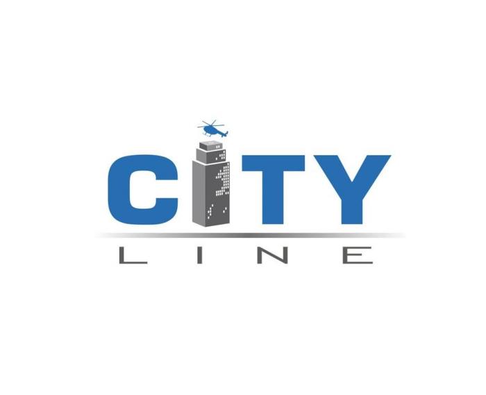 Заявленное обозначение состоит из словесного элемента "CITY LINE". Словесный элемент "CITY" выполнен прописными буквами латинского алфавита синего цвета, буква I выполнена в виде небоскреба (многоэтажного здания) серого цвета с вертолетом синего цвета над ним.