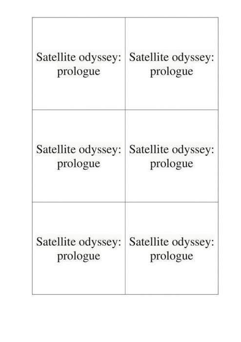 Satellite odyssey: prologue