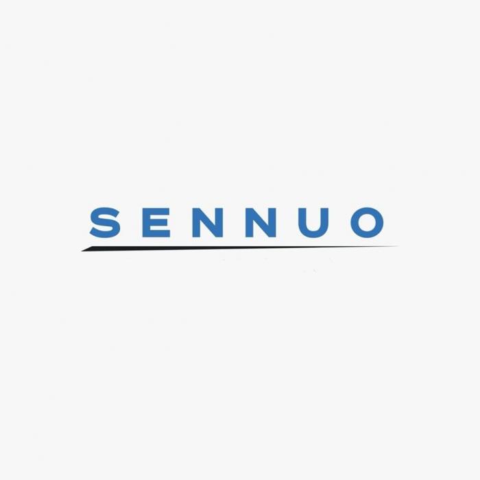 Словесный элемент «SENNUO» (транслитерация «СЕННУО») выполнен оригинальным шрифтом синего цвета в латинице, все буквы заглавные. Заявленное обозначение является фантазийным и семантически нейтральным в отношении заявленных товаров и услуг.