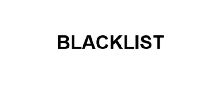 Заявленное обозначение "BLACKLIST " (БЛЭКЛИСТ) является фантазийным и выполнено стандартным жирным черным шрифтом на латинице. Обозначение является семантически нейтральным к заявленным товарам и услугам.
