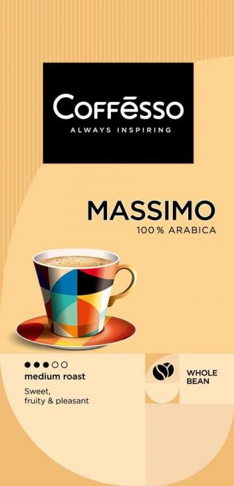 COFFESSO ALWAYS INSPIRING, MASSIMO, 100% ARABICA, WHOLE BEAN, MEDIUM ROAST, SWEET, FRUITY & PLEASANT