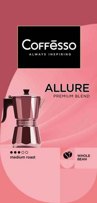 COFFESSO ALWAYS INSPIRING, ALLURE premium blend, medium roast, WHOLE BEAN