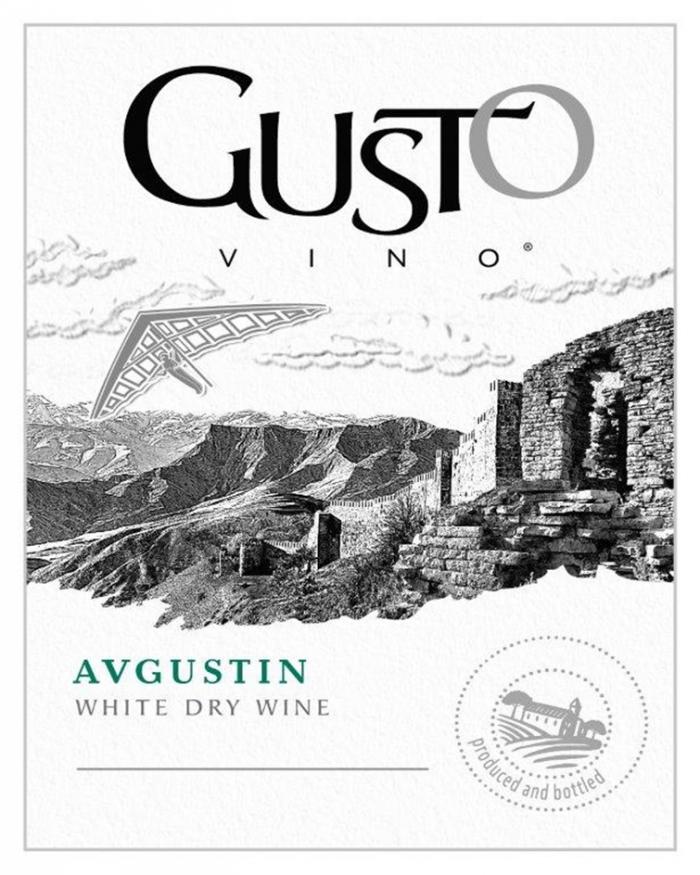GUSTO VINO AVGUSTIN WHITE DRY WINE PRODUCED AND BOTTLED