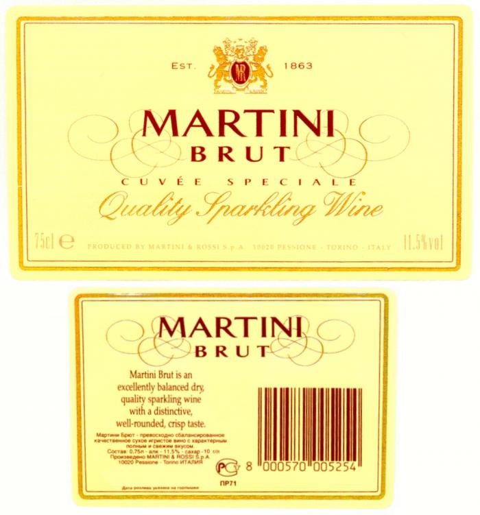 MARTINI BRUT ROSSI CUVEE SPECIALE 1863 MR QUALITY SPARKLING WINE &