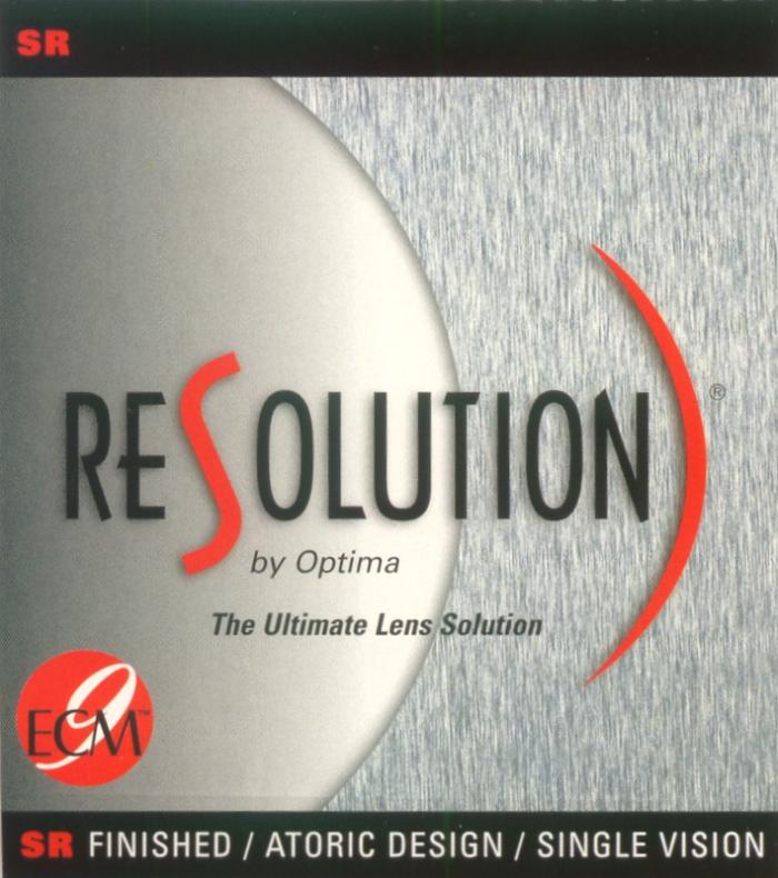 SR RESOLUTION BY OPTIMA RE SOLUTION THE ULTIMATE LENS ECM 9 FINISHED ATORIC DESIGN SINGLE VISION