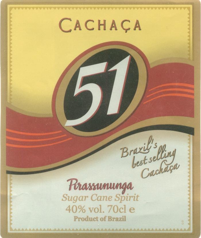 CACHACA PIRASSUNUNGA CACHACA 51 PIRASSUNUNGA BRAZILS BEST SELLING SUGAR CANE SPIRIT PRODUCT OF BRAZIL