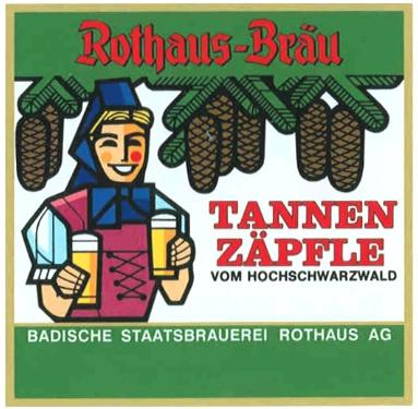 ROTHAUS ROTHAUSBRAU ROTHAUS - BRAU TANNEN ZAPFLE VOM HOCHSCHWARZWALD BADISCHE STAATSBRAUEREI AG