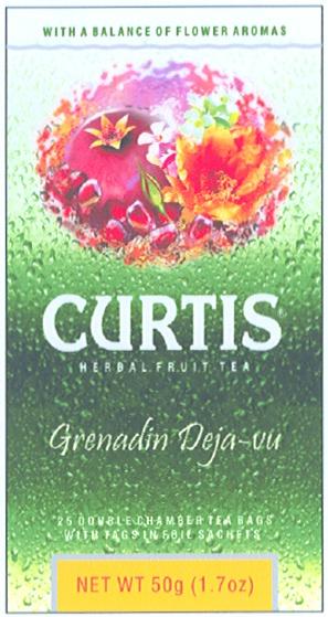 CURTIS GRENADIN DEJAVU DEJA VU CURTIS GRENADIN DEJA-VU WITH BALANCE OF FLOWER AROMAS HERBAL FRUIT TEA