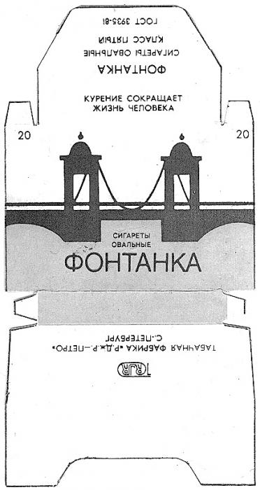 ПЕТРО ФОНТАНКА СИГАРЕТЫ ОВАЛЬНЫЕ ТАБАЧНАЯ ФАБРИКА Р ДЖ RJR