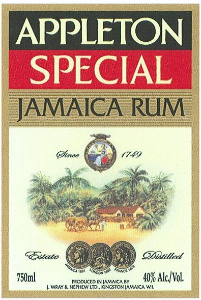 APPLETON WRAY NEPHEW APPLETON SPECIAL JAMAICA RUM ESTATE DISTILLED PRODUCED IN JAMAICA BY J. WRAY & NEPHEW LTD. KINGSTON JAMAICA W.I.W.I.