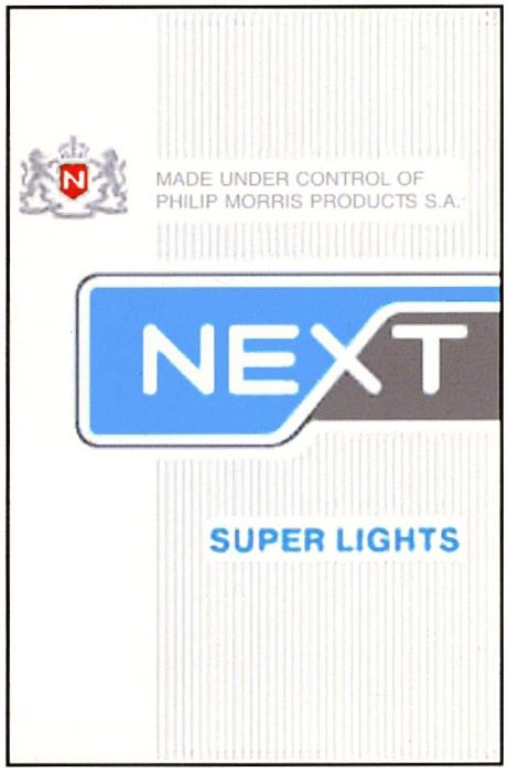NEXT PHILIP MORRIS NEXT MADE UNDER CONTROL OF PHILIP MORRIS PRODUCTS S.A. SUPER LIGHTSLIGHTS