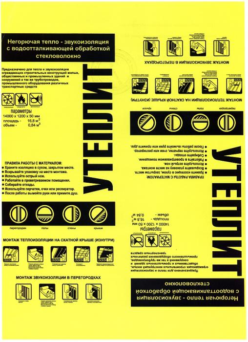 УТЕПЛИТ УТЕПЛИТ НЕГОРЮЧАЯ ТЕПЛО - ЗВУКОИЗОЛЯЦИЯ С ВОДООТТАЛКИВАЮЩЕЙ ОБРАБОТКОЙ СТЕКЛОВОЛОКНОСТЕКЛОВОЛОКНО