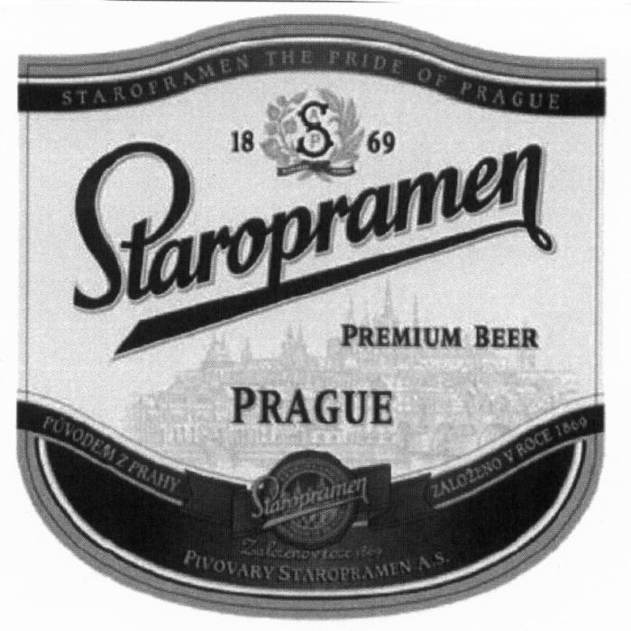 STAROPRAMEN PIVOVARY STAROPRAMEN PIVOVARY THE PRIDE OF PRAGUE PREMIUM BEER POVODEM Z PRAHY ZALOZENO V ROCE 18691869