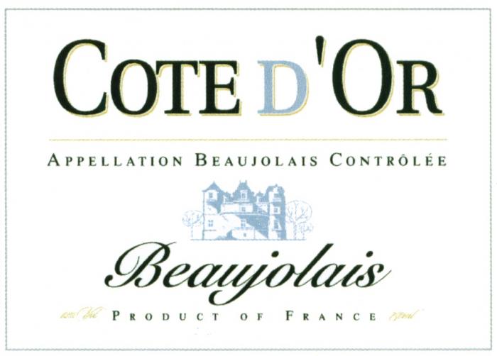 COTEDOR BEAUJOLAIS OR COTE DOR APPELLATION BEAUJOLAIS CONTROLEE PRODUCT OF FRANCED'OR FRANCE