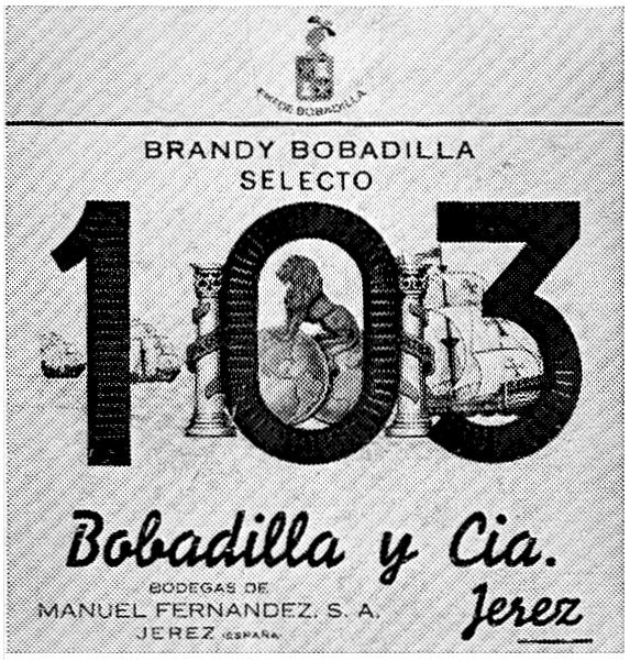 103 BRANDY SELECTO BOBADILLA Y CIA JEREZ MANUEL FERNANDEZ
