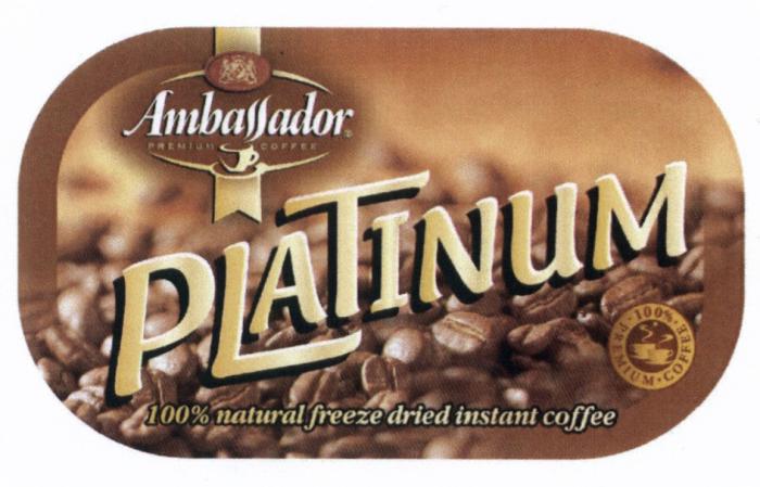 AMBASSADOR AMBASSADOR PLATINUM PREMIUM COFFEE 100% NATURAL FREEZE DRIED INSTANT COFFEE