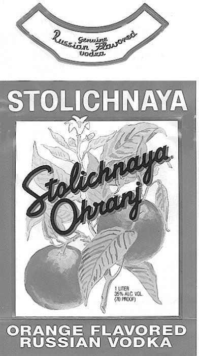 OHRANJ STOLICHNAYA ORANGE FLAVORED RUSSIAN VODKA