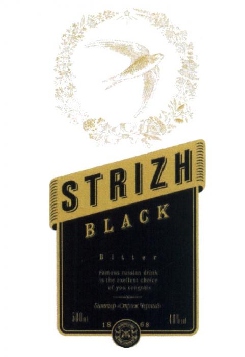 STRIZH BLACK БИТТЕР СТРИЖ ЧЕРНЫЙ BITTER FAMOUS RUSSIAN DRINK IS THE EXELLENT CHOICE OF YOU CONGRATS 1868 STRIZH БИТТЕР ЧЁРНЫЙЧEРНЫЙ